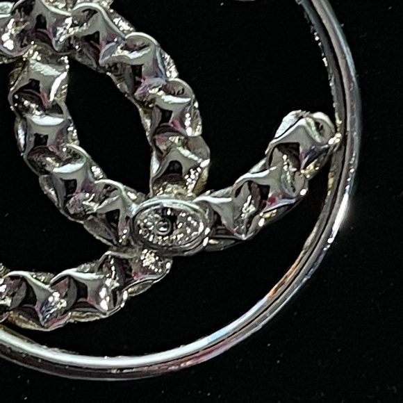 Gold Chanel Crystal Logo Hoops - Picture 3 of 5
